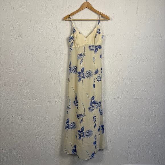 Vintage Y2K Floral Slip Spring Dress Blue White Flowy Spaghetti Strap Size 5 - Picture 1 of 4